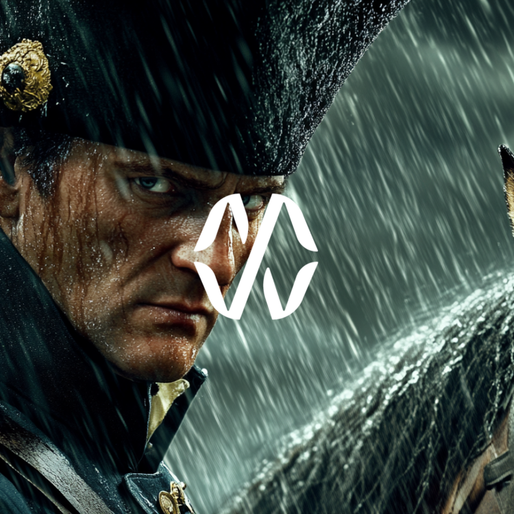 Close-up of a Military Leader in the Rain on Horseback (Napoleon)