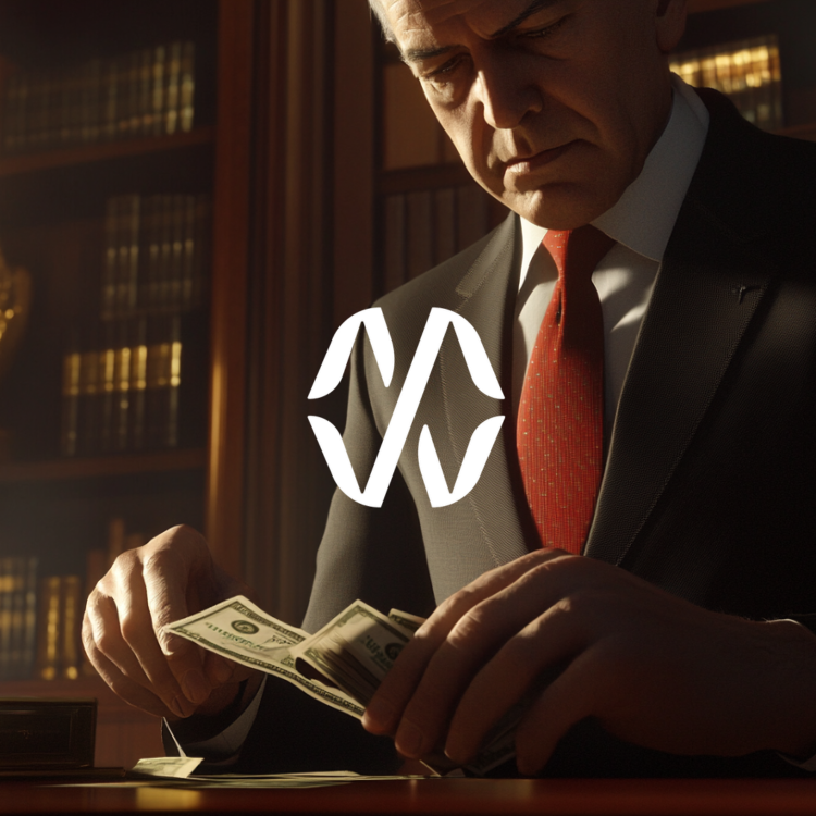 Corporate Man in Formal Wear Counting Money 2