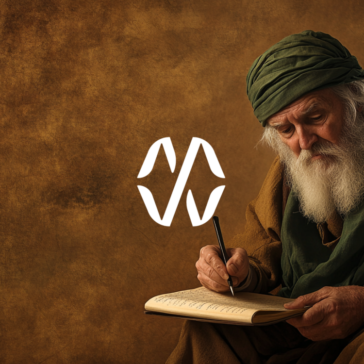 Elderly Man with Green Turban Writing