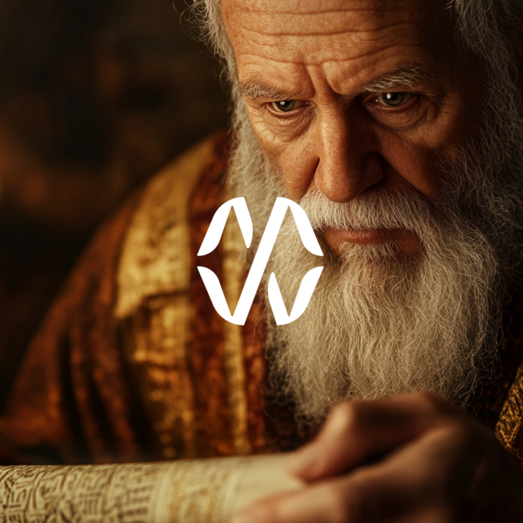 Elderly Man with White Beard Reading a Scroll by Candlelight