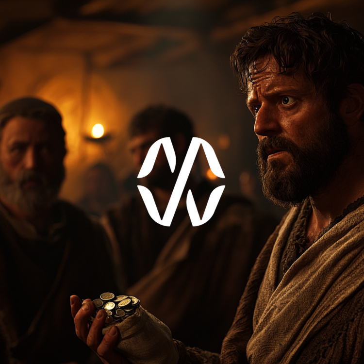 Judas Holding 30 Pieces of Silver