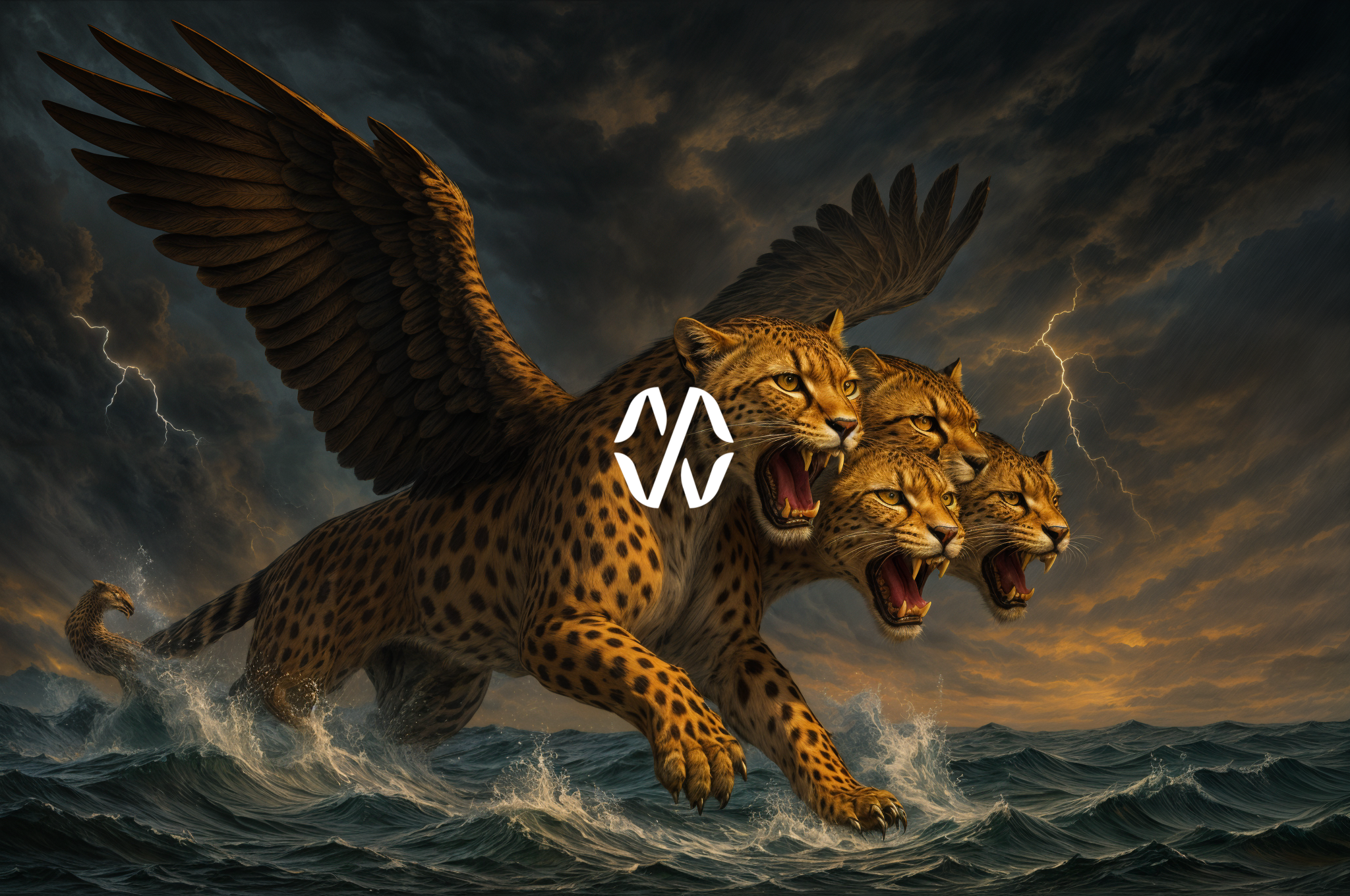 Leopard with Wings and Five Heads