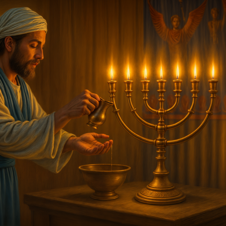 Priest Filling a Lampstand