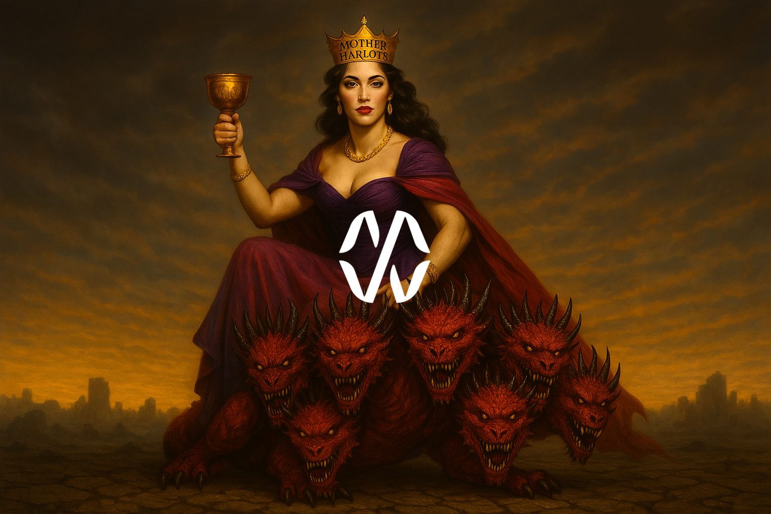 Scarlet and Purple Woman Sitting on Beast